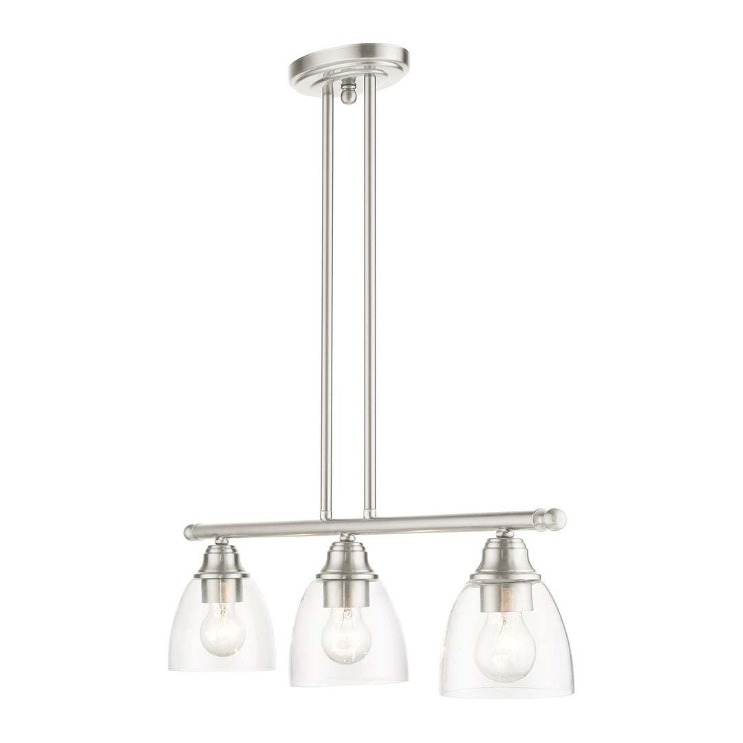 3 Light Brushed Nickel Linear Chandelier