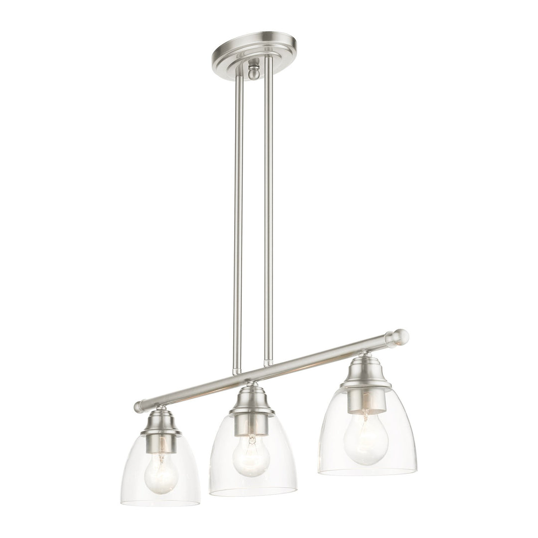 3 Light Brushed Nickel Linear Chandelier