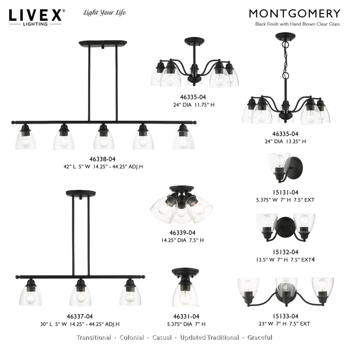 5 Light Black Linear Chandelier