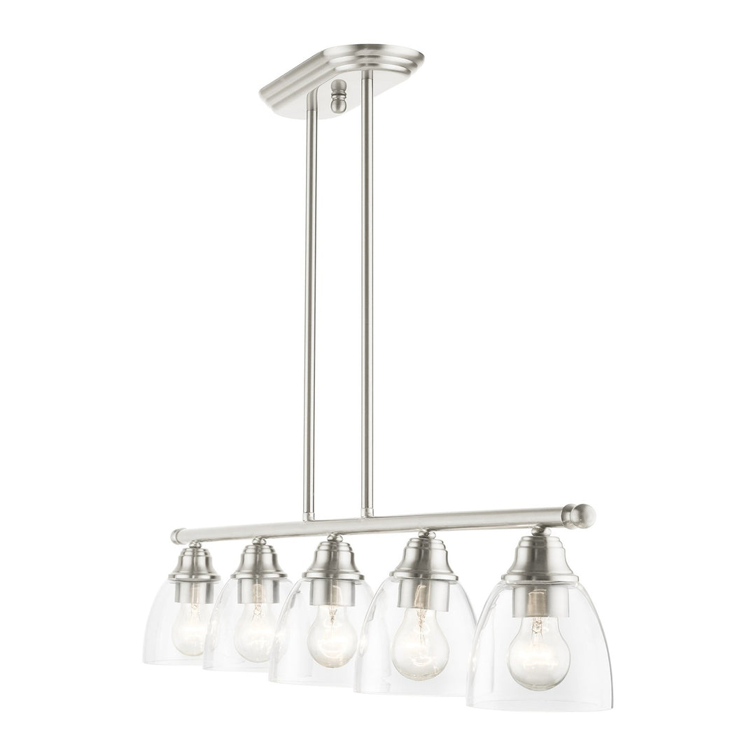 5 Light Brushed Nickel Linear Chandelier