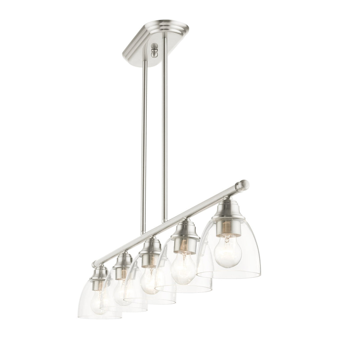 5 Light Brushed Nickel Linear Chandelier