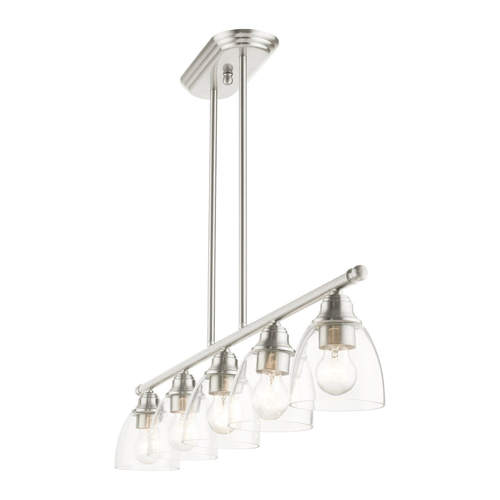 5 Light Brushed Nickel Linear Chandelier