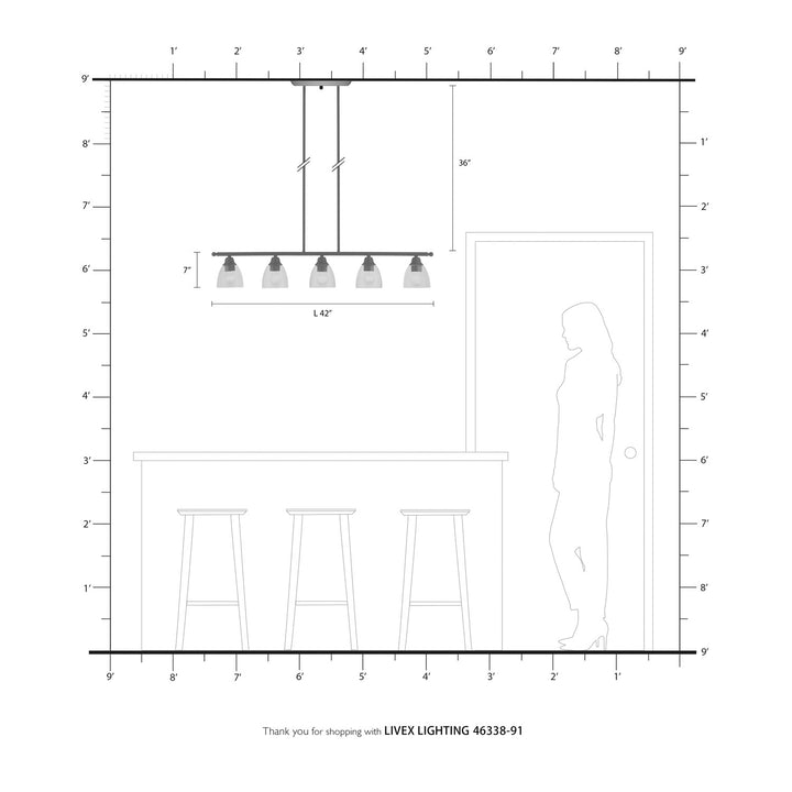 5 Light Brushed Nickel Linear Chandelier