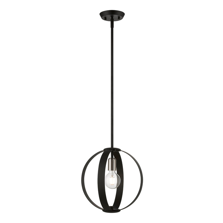 1 Light Black Pendant With Brushed Nickel Accents by Livex Lighting