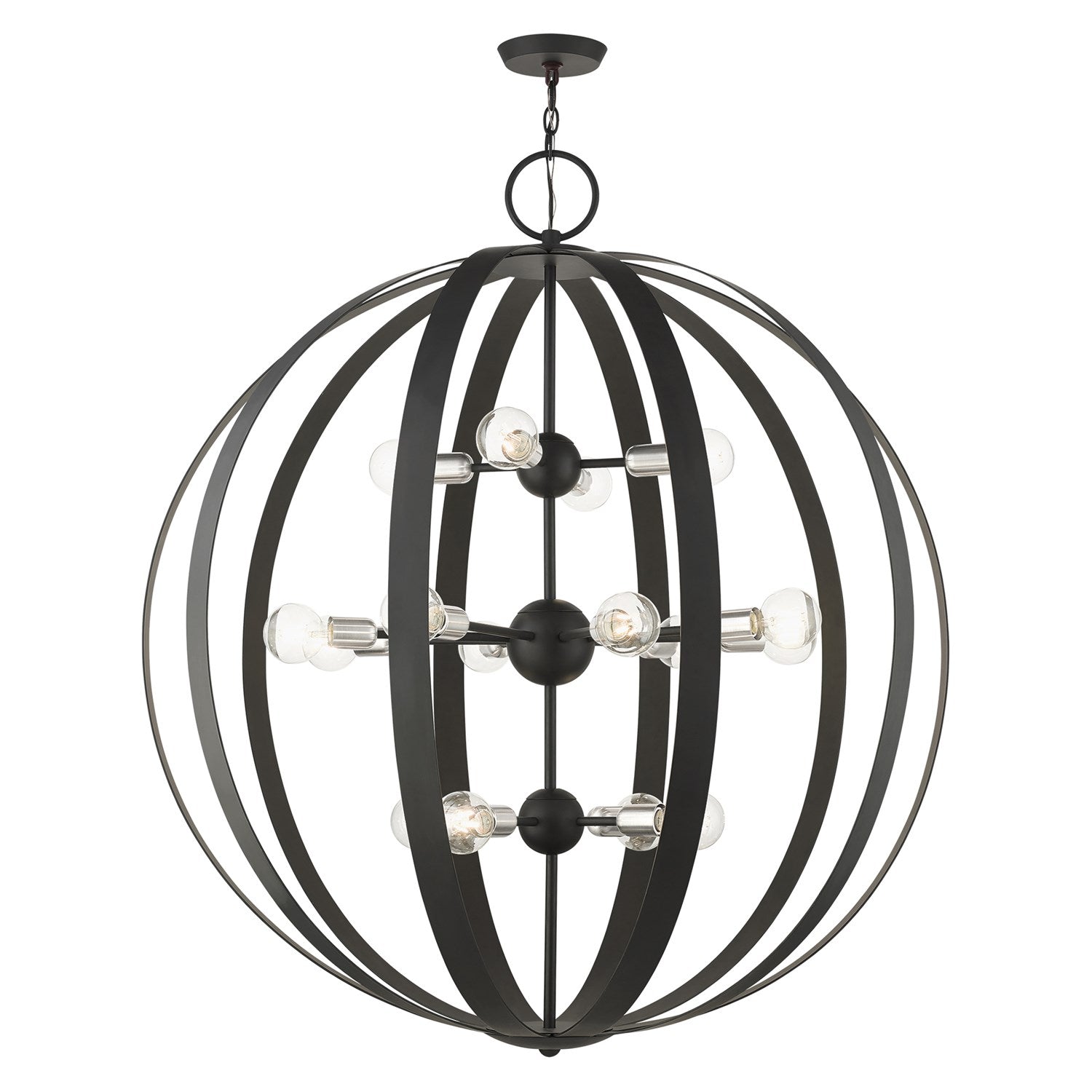 16 Light Black Foyer Chandelier by Livex Lighting