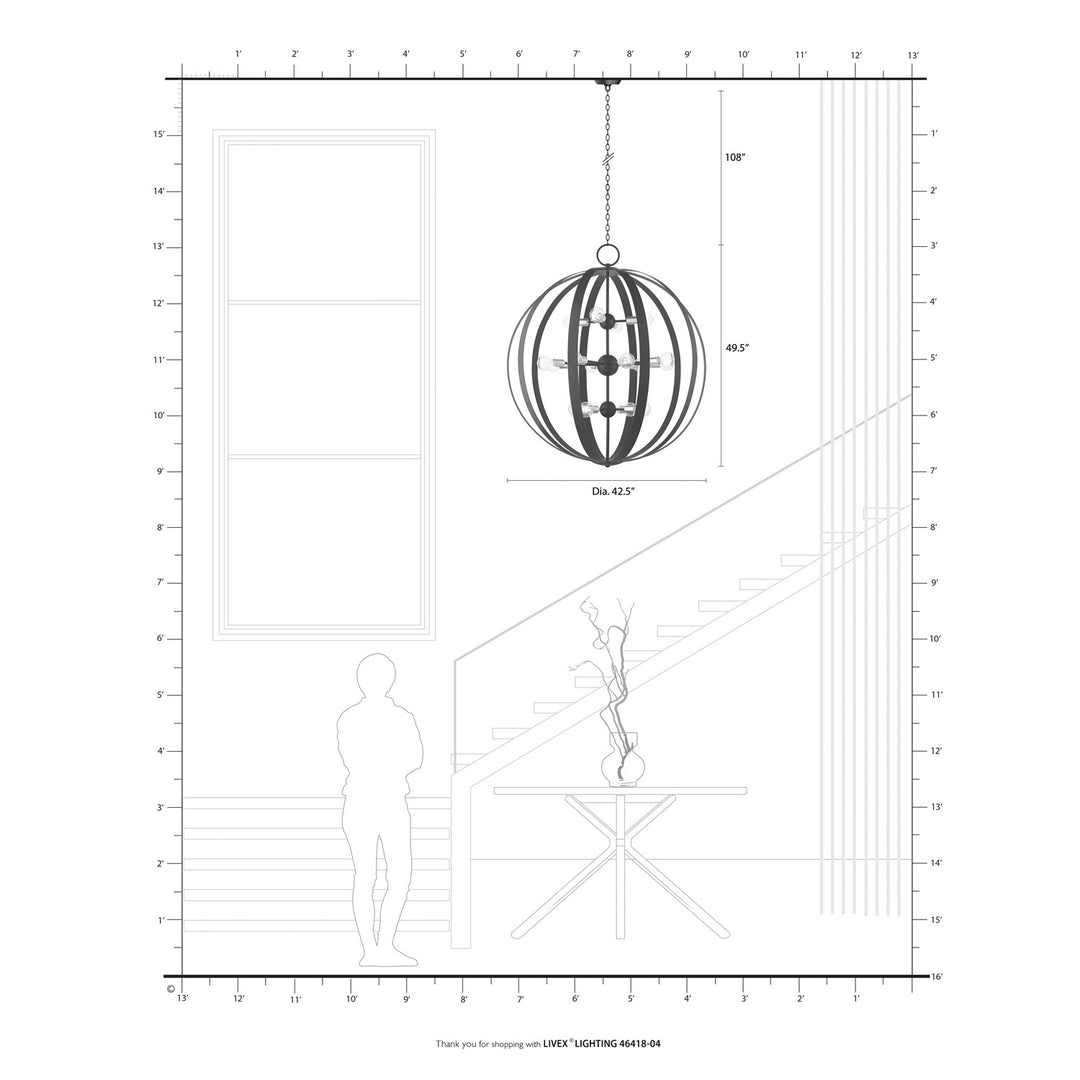 16 Light Black Foyer Chandelier