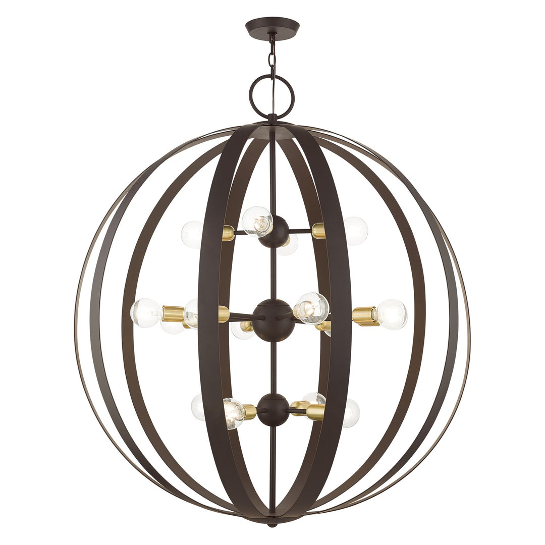16 Light Bronze Foyer Chandelier by Livex Lighting