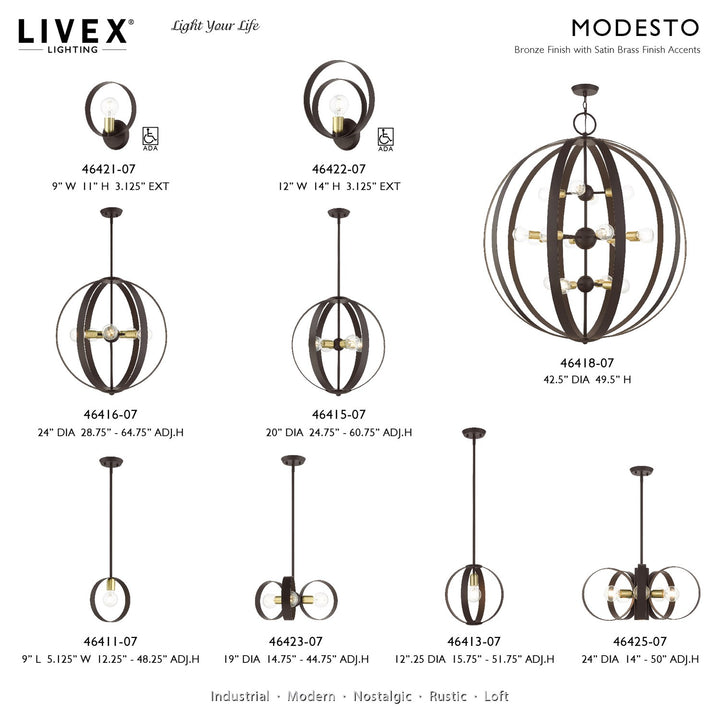 6 Light Bronze Chandelier