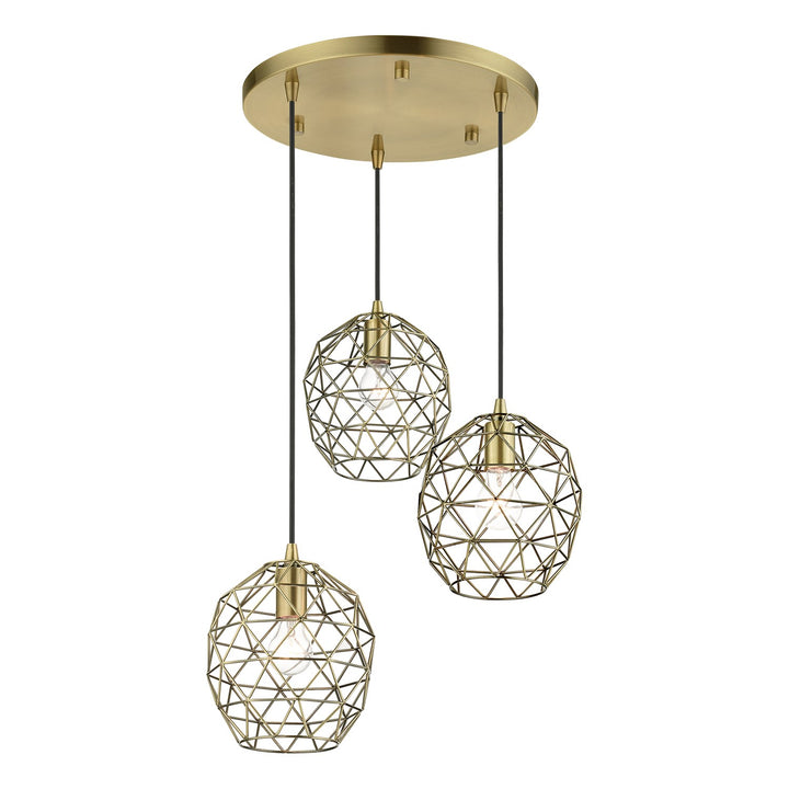 3 Light Antique Brass Pendant