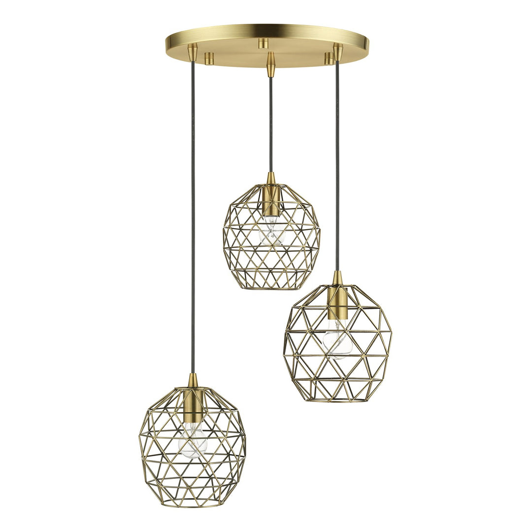 3 Light Antique Brass Pendant