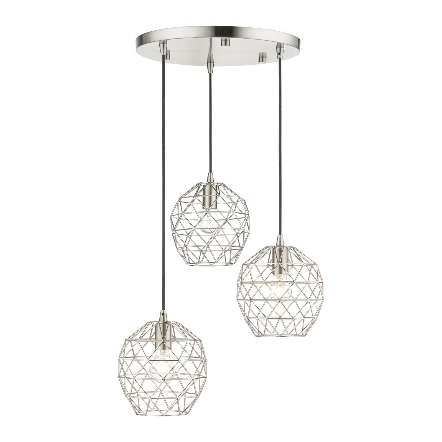 3 Light Brushed Nickel Pendant by Livex Lighting