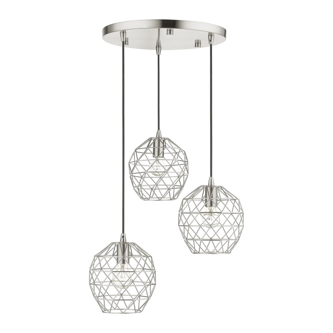3 Light Brushed Nickel Pendant
