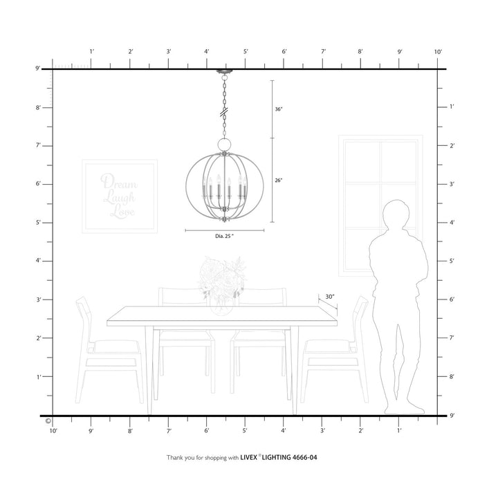 6 Light Black Chandelier