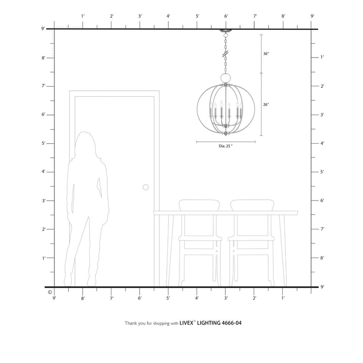 6 Light Black Chandelier