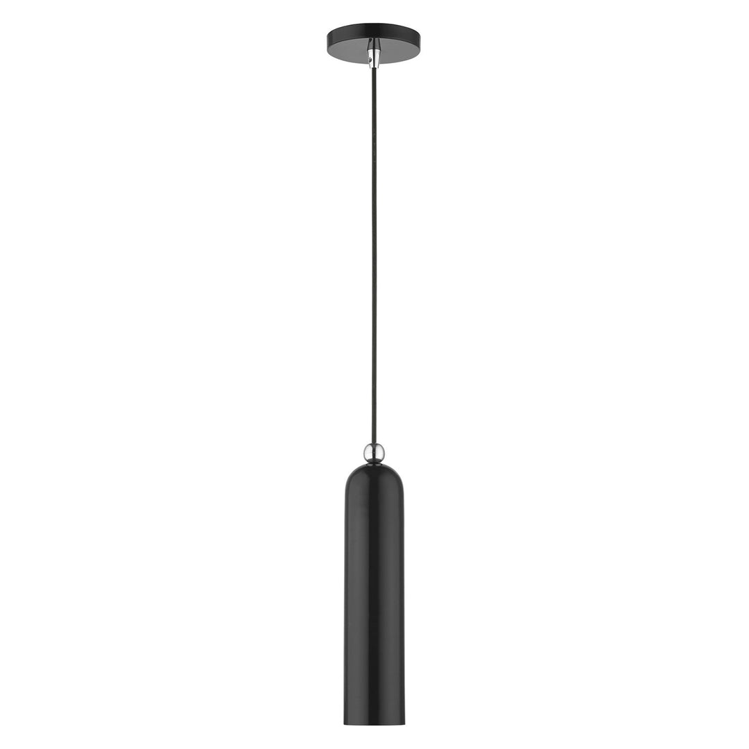 1 Light Shiny Black Pendant