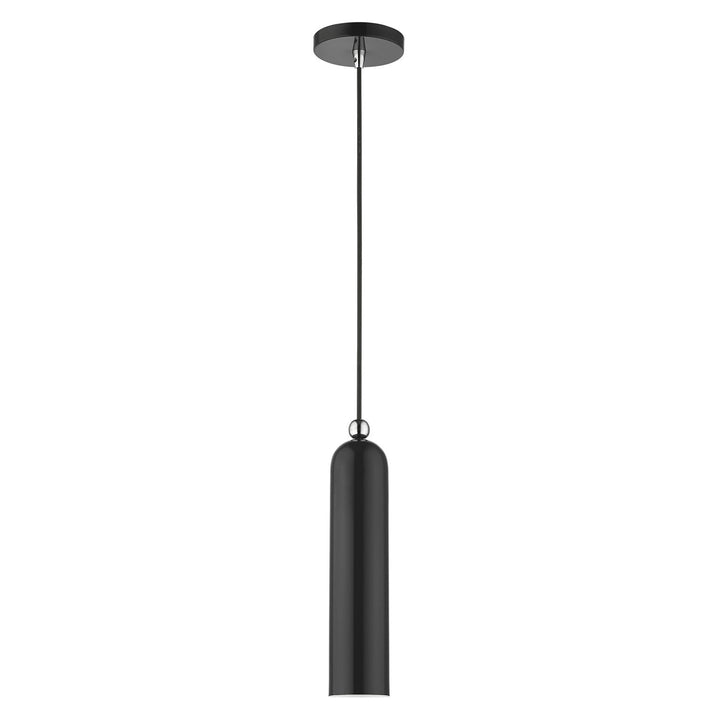 1 Light Shiny Black Pendant