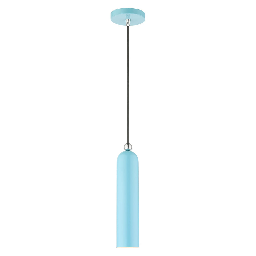 1 Light Shiny Baby Blue Pendant by Livex Lighting