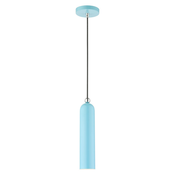 1 Light Shiny Baby Blue Pendant by Livex Lighting