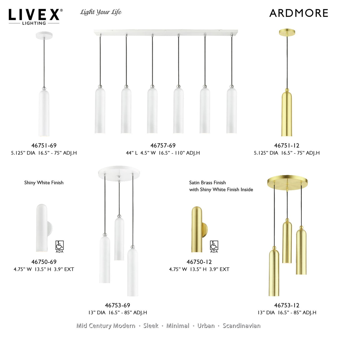 3 Light Satin Brass Pendant