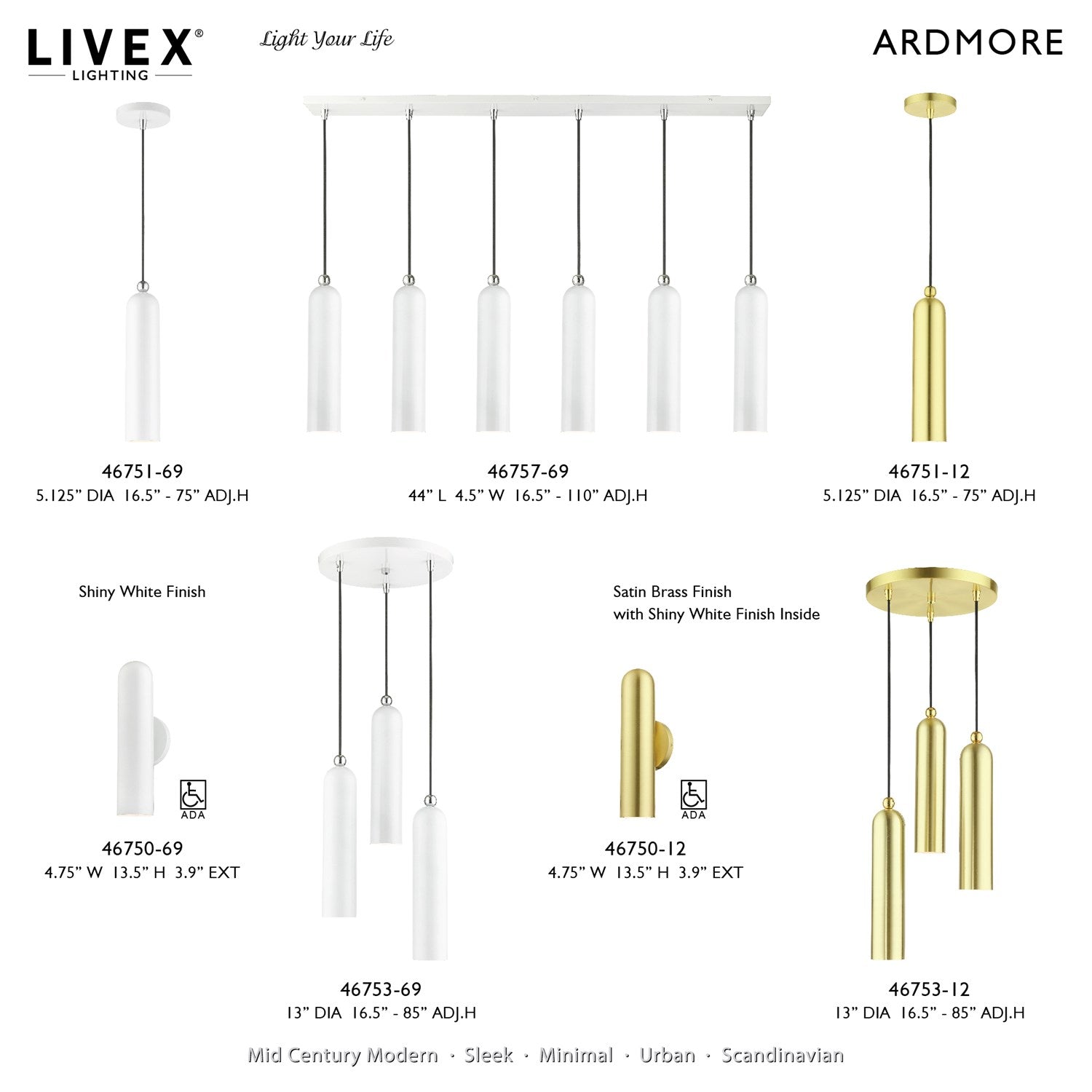 3 Light Satin Brass Pendant