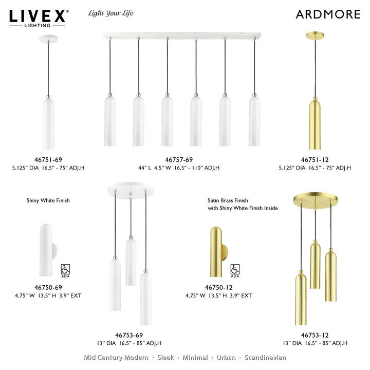3 Light Satin Brass Pendant