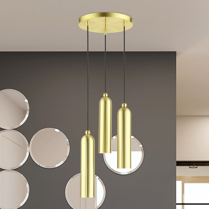 3 Light Satin Brass Pendant