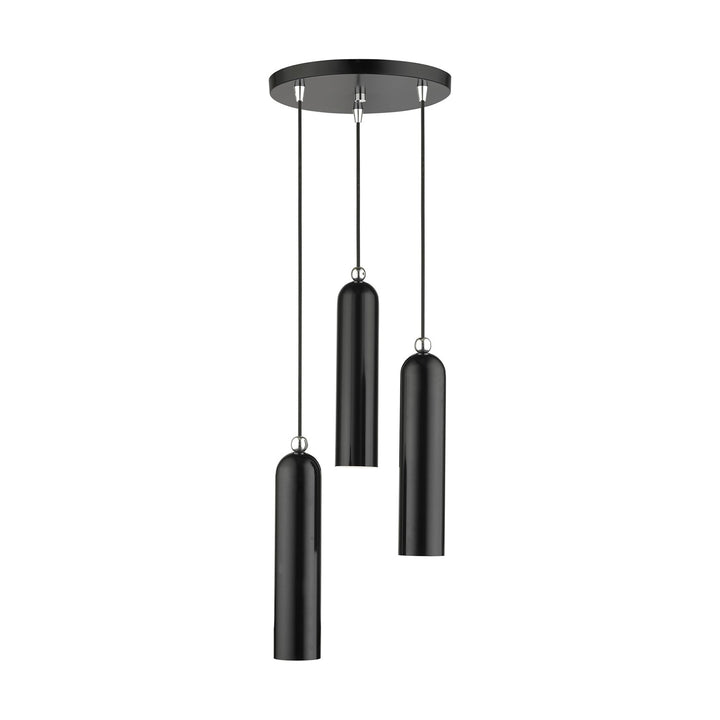 3 Light Shiny Black Pendant by Livex Lighting