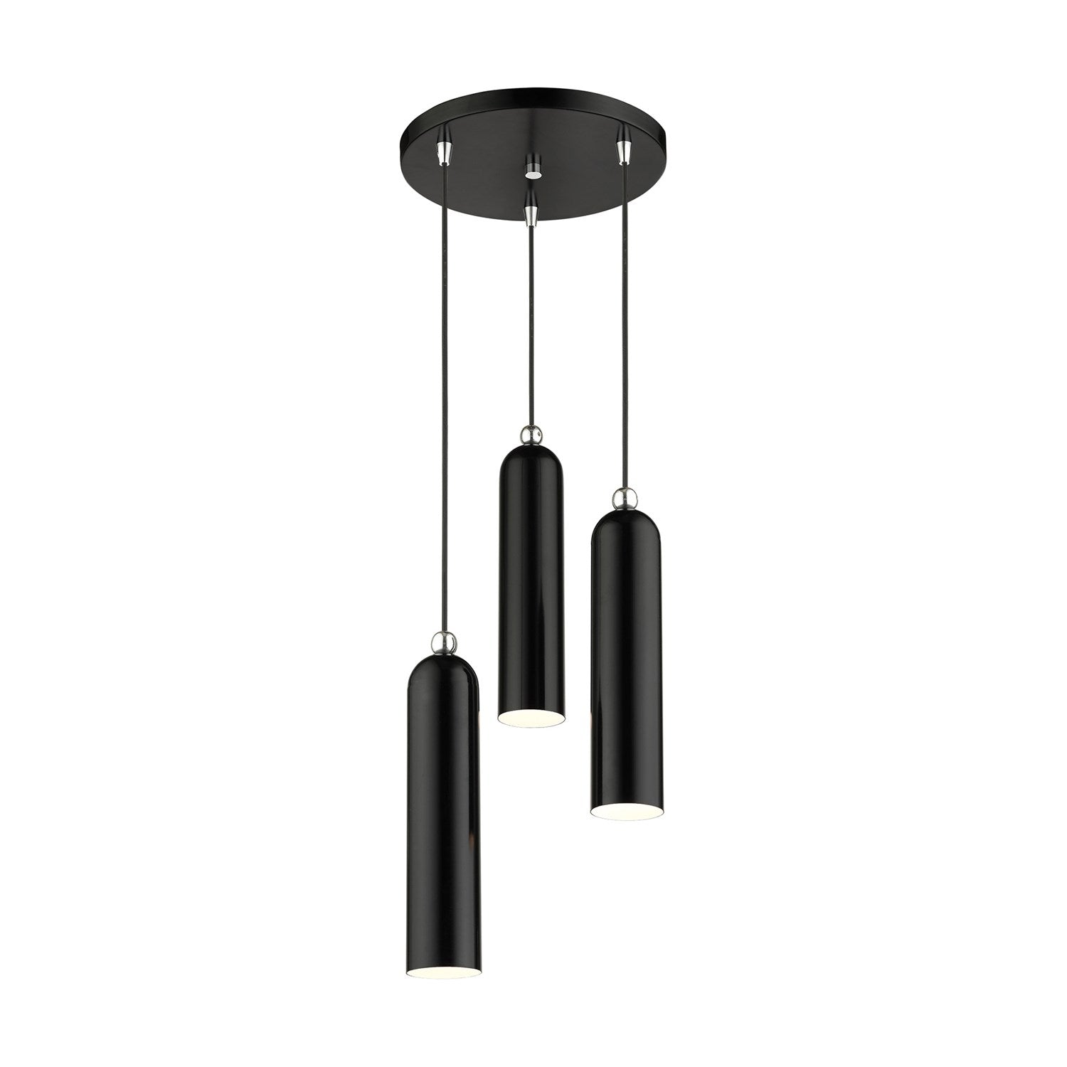3 Light Shiny Black Pendant