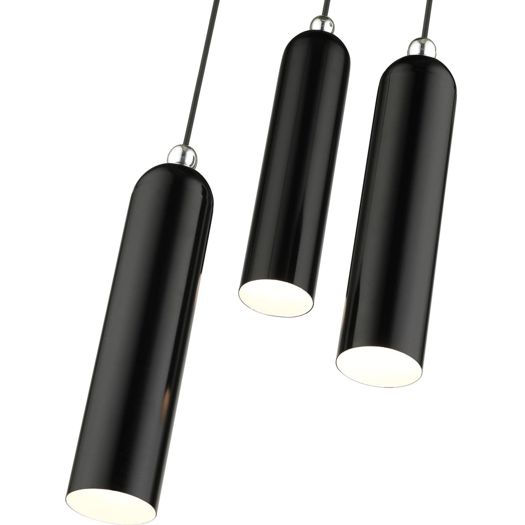3 Light Shiny Black Pendant
