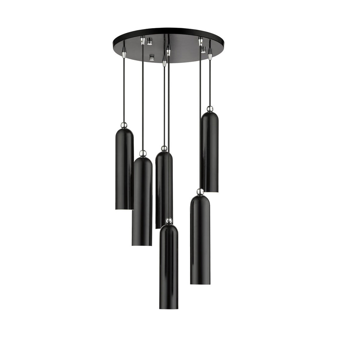 6 Light Shiny Black Pendant by Livex Lighting