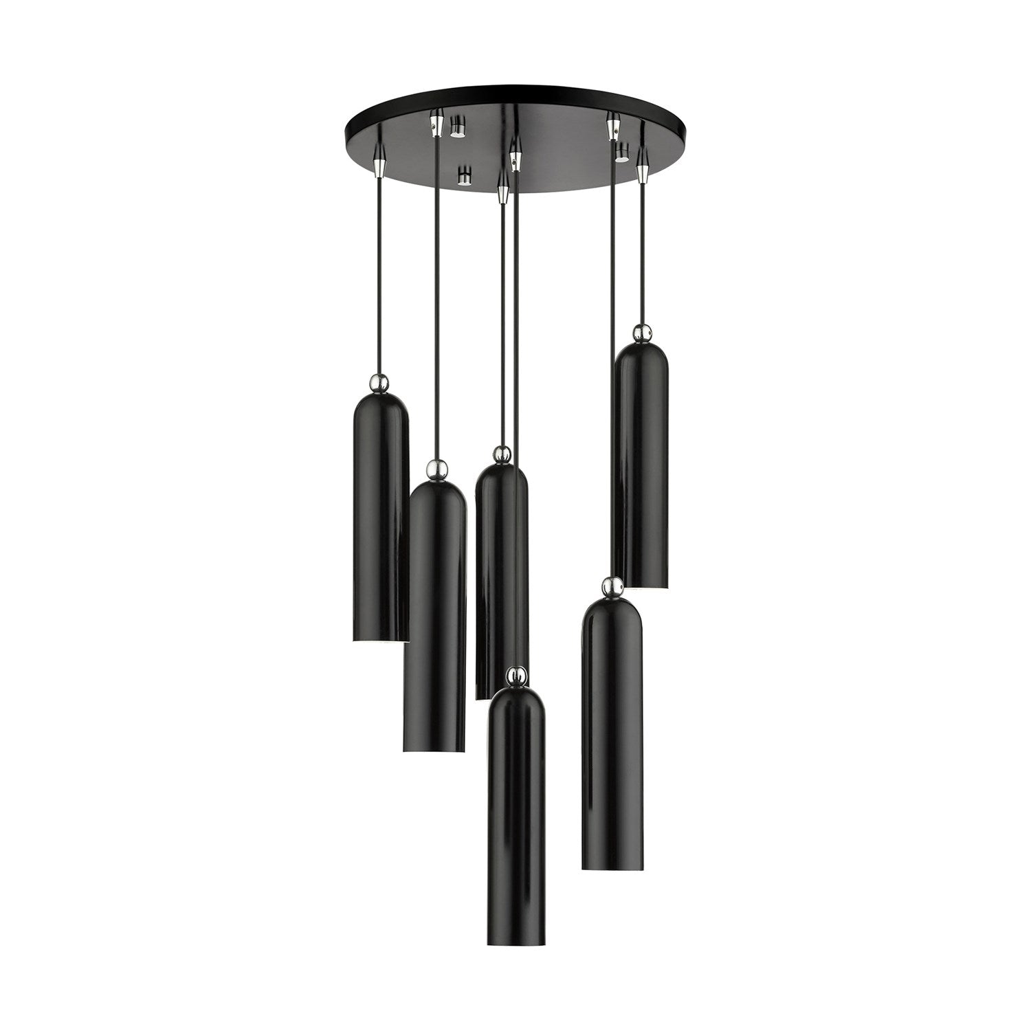 6 Light Shiny Black Pendant by Livex Lighting