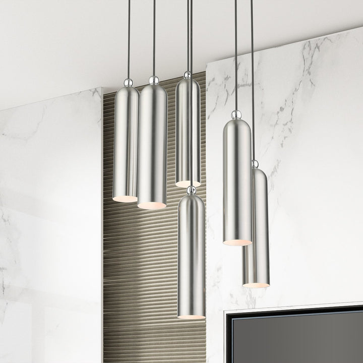 6 Light Brushed Nickel Pendant
