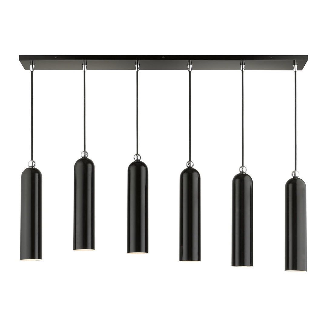 6 Light Shiny Black Linear Pendant by Livex Lighting