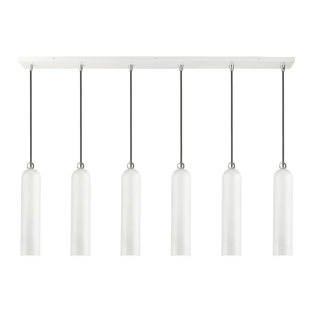 6 Light Shiny White Linear Pendant by Livex Lighting