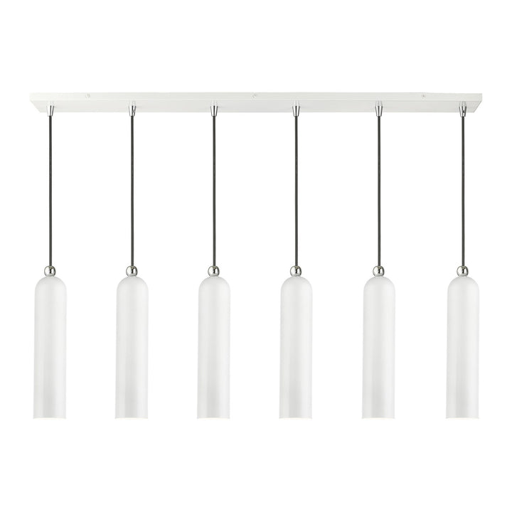 6 Light Shiny White Linear Pendant by Livex Lighting