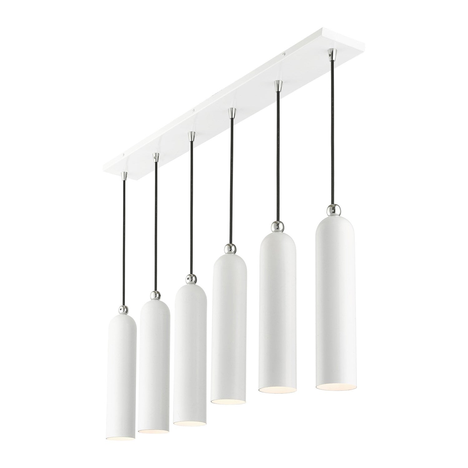 6 Light Shiny White Linear Pendant