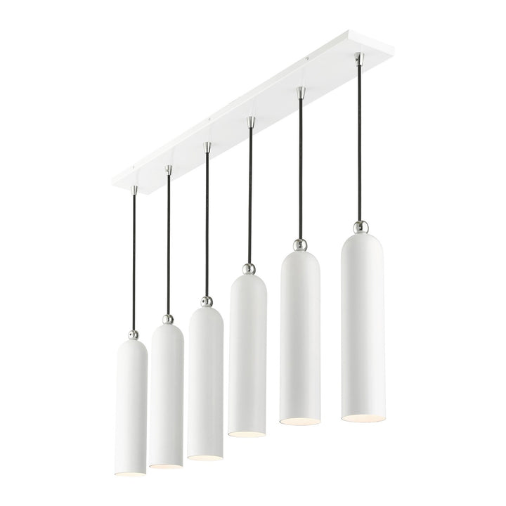 6 Light Shiny White Linear Pendant