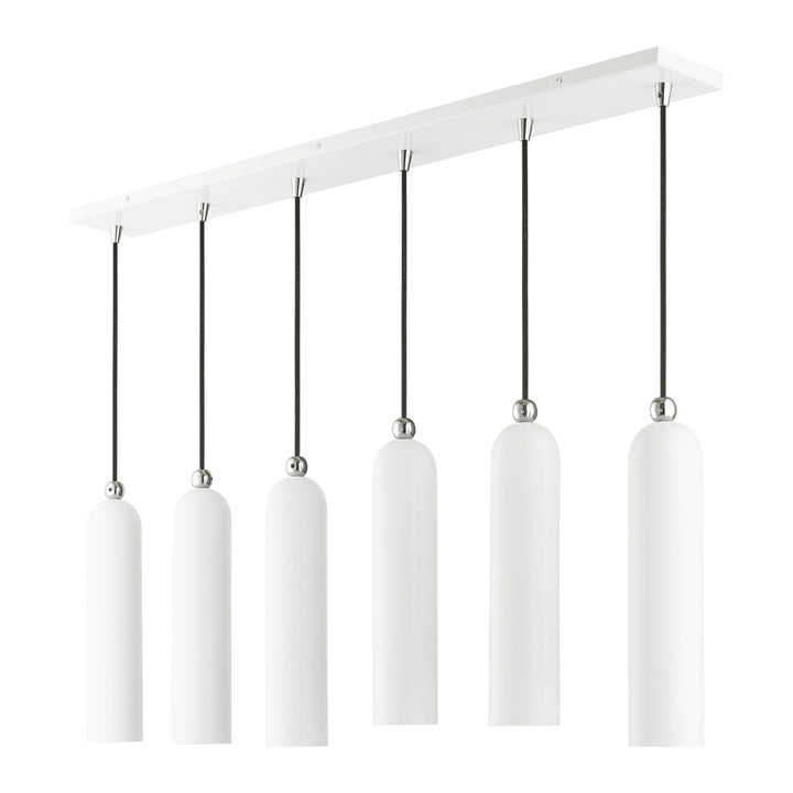 6 Light Shiny White Linear Pendant