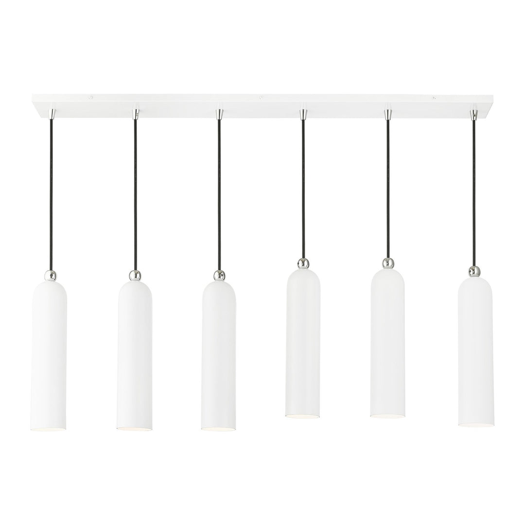 6 Light Shiny White Linear Pendant