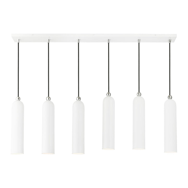 6 Light Shiny White Linear Pendant