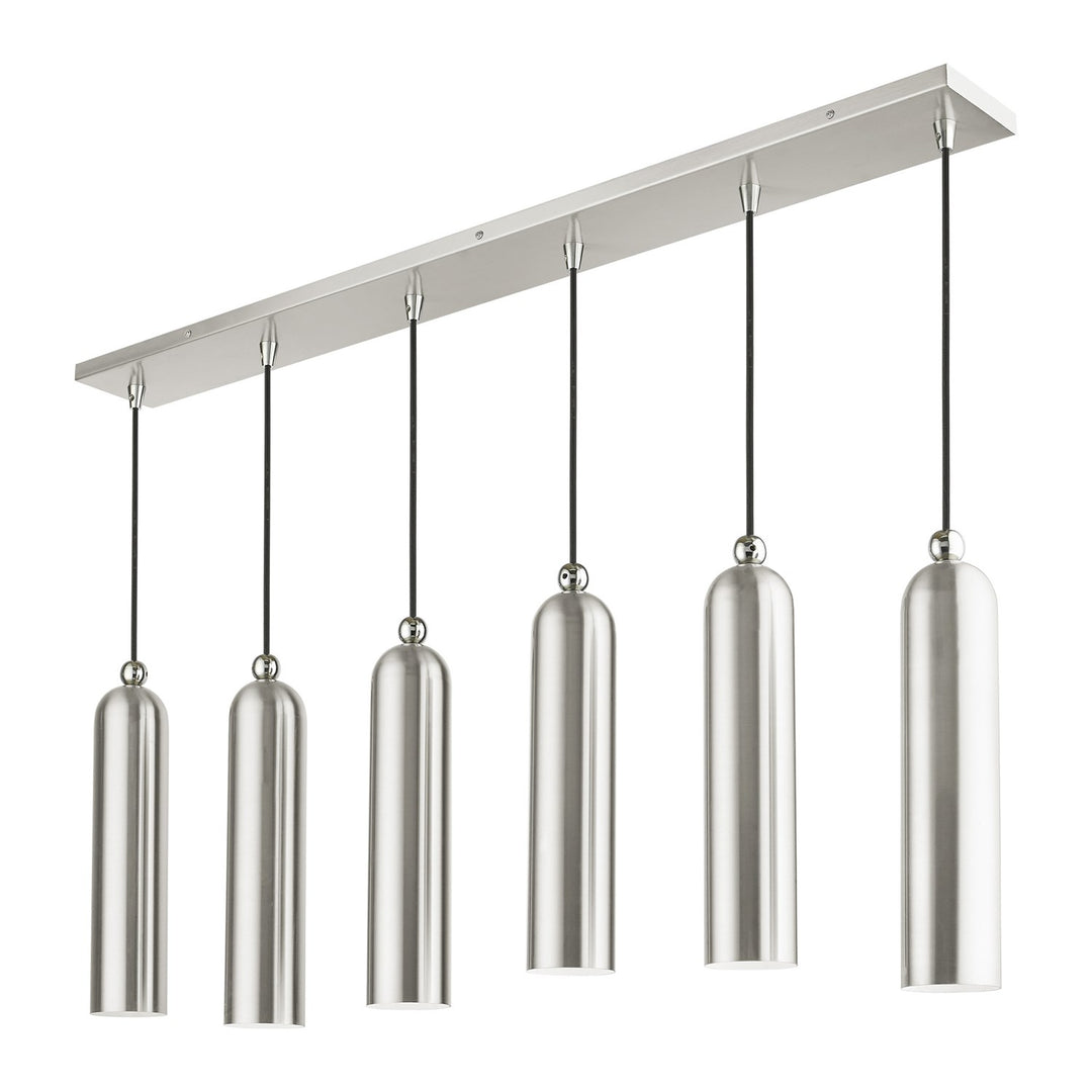 6 Light Brushed Nickel Linear Pendant