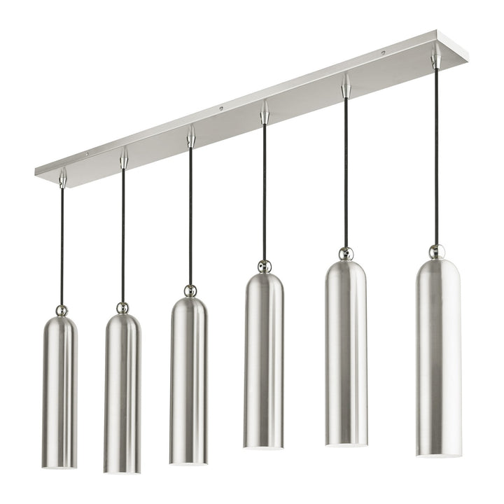 6 Light Brushed Nickel Linear Pendant