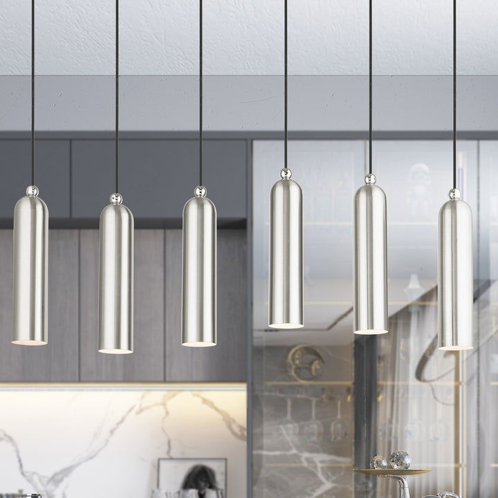 6 Light Brushed Nickel Linear Pendant
