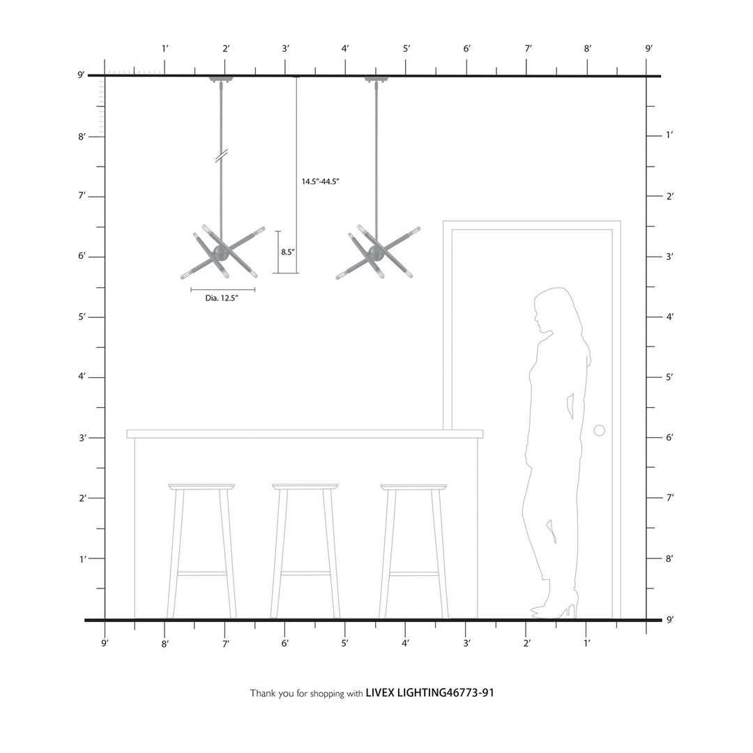 6 Light Brushed Nickel Chandelier