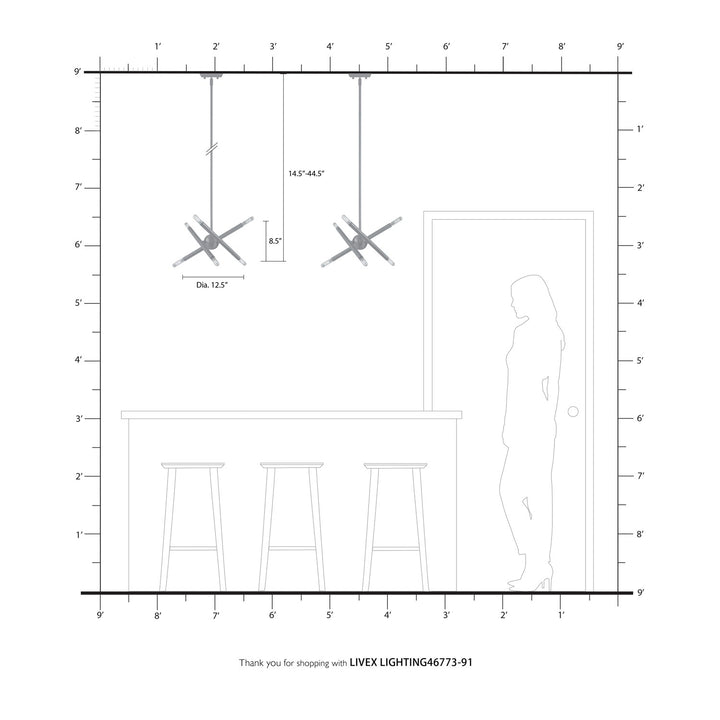 6 Light Brushed Nickel Chandelier