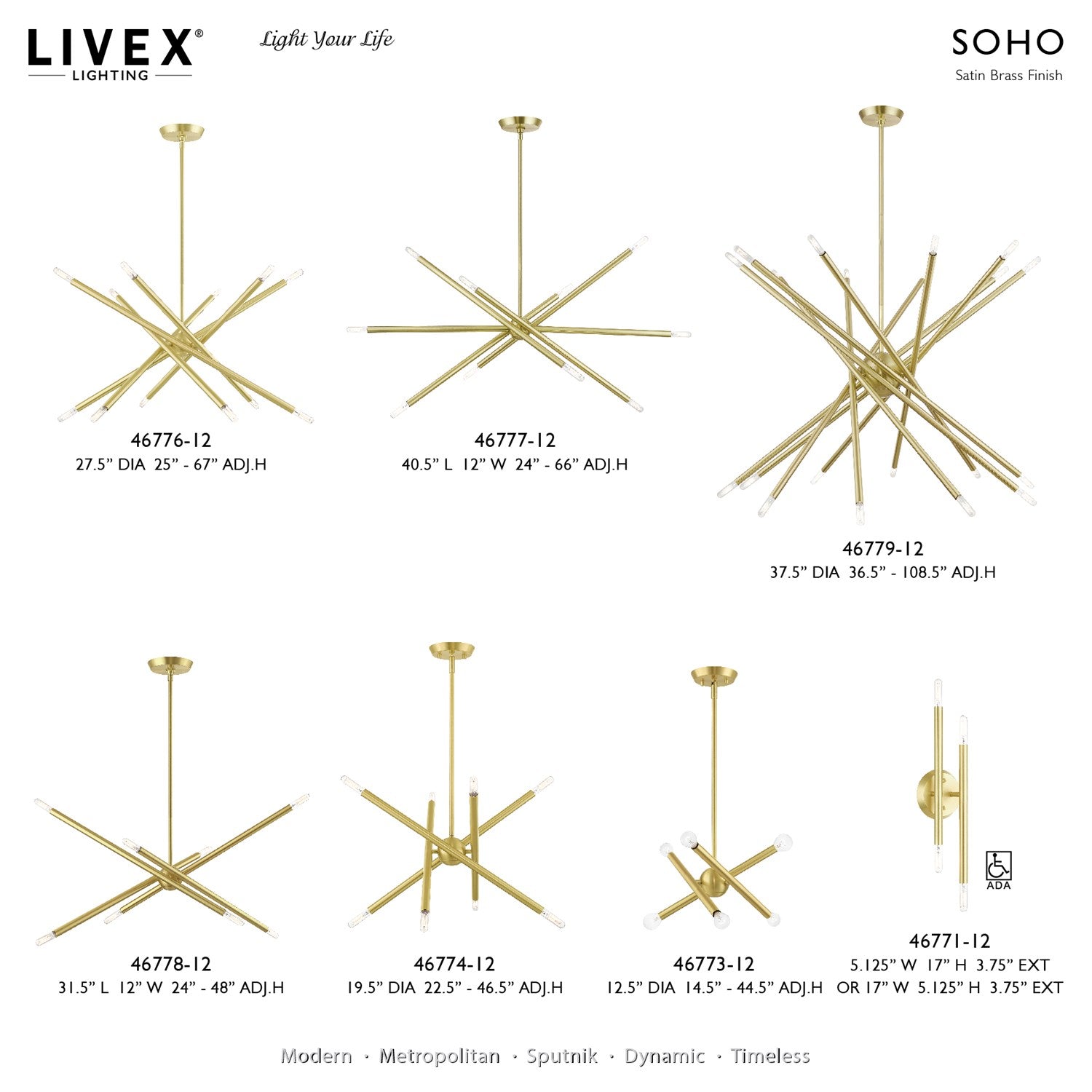 8 Light Satin Brass Chandelier