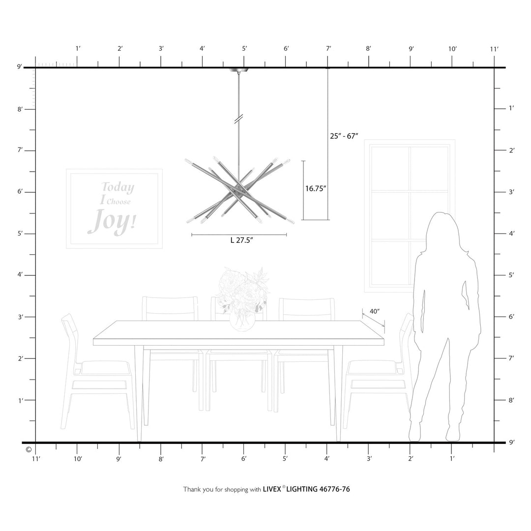 12 Light Scandinavian Gray Chandelier