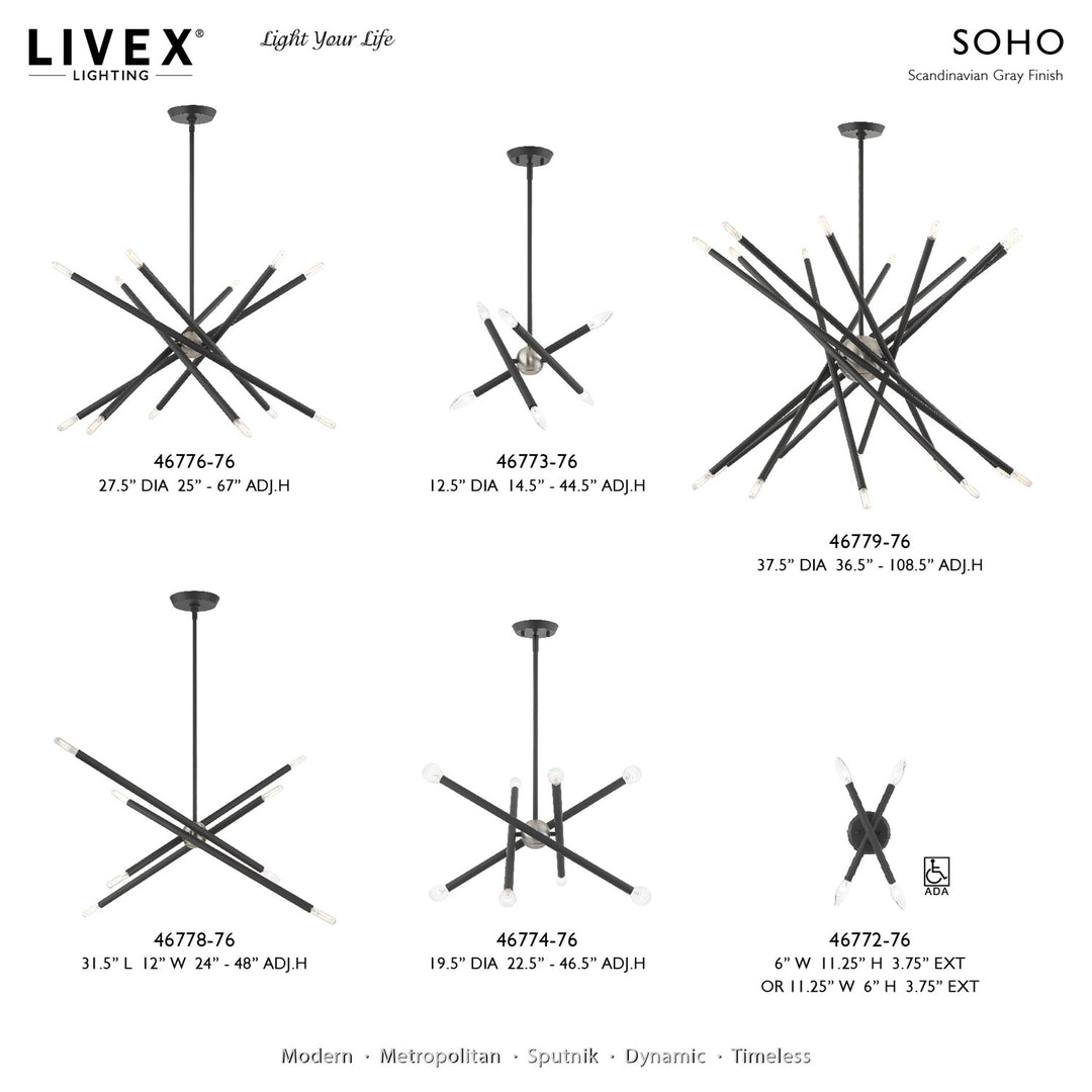 12 Light Scandinavian Gray Chandelier