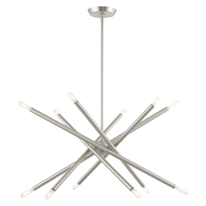 12 Light Brushed Nickel Chandelier by Livex Lighting