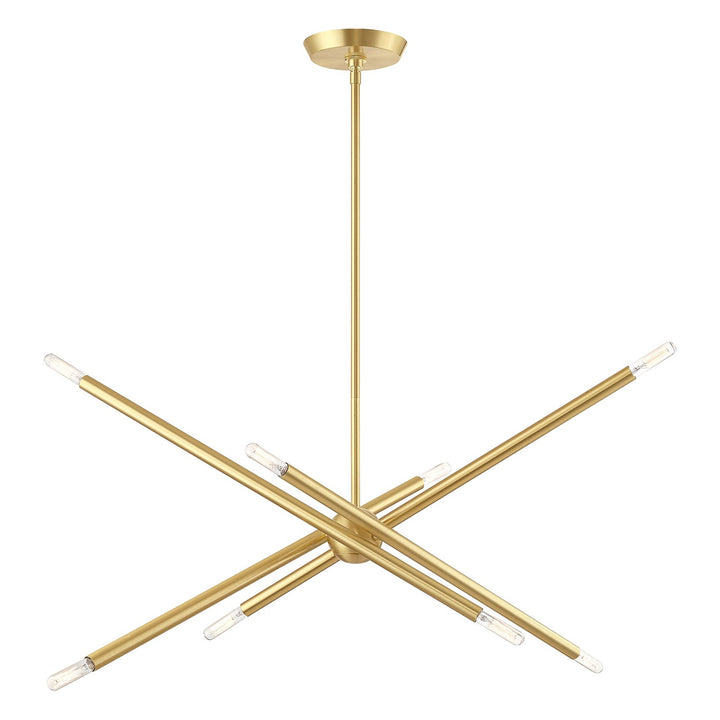 8 Light Satin Brass Linear Chandelier by Livex Lighting